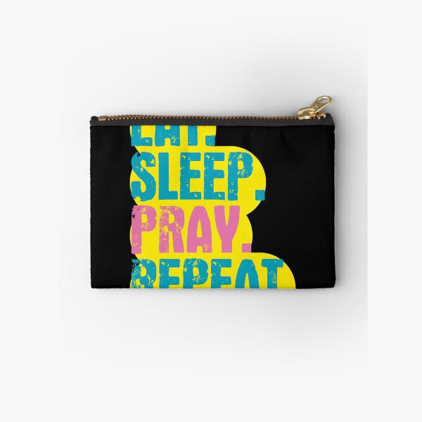 Item preview, Eat Sleep Pray Repeat - Funny Retro Vintage Colors Typography Satire designed and sold by FunnyHomeQuotes.