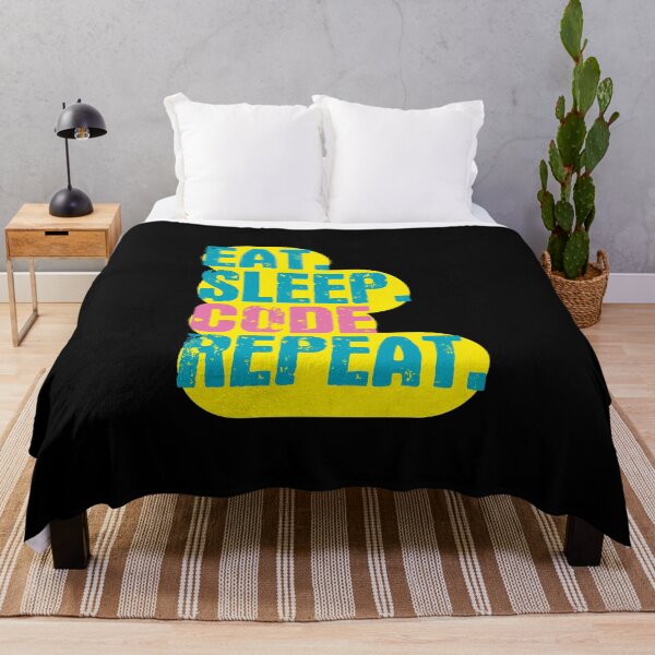 Item preview, Eat Sleep Code Repeat - Funny Retro Vintage Colors Typography Satire designed and sold by FunnyHomeQuotes.