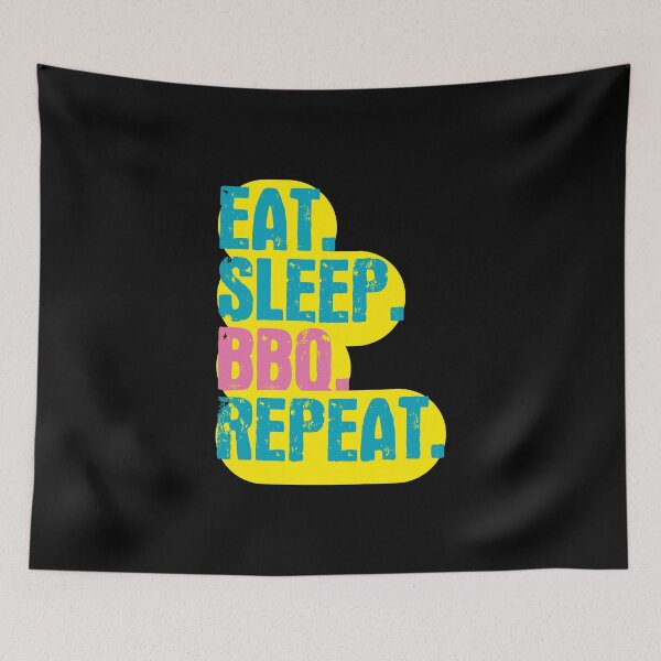 Item preview, Eat Sleep BBQ Repeat - Funny Retro Vintage Colors Typography Satire designed and sold by FunnyHomeQuotes.