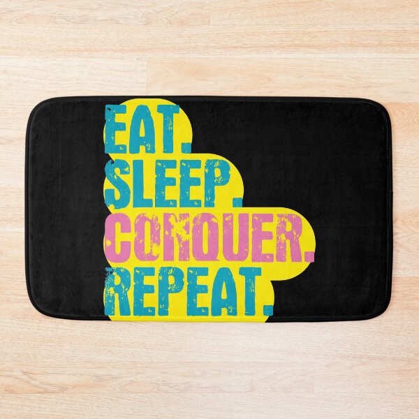Item preview, Eat Sleep Conquer Repeat - Funny Retro Vintage Colors Typography Satire designed and sold by FunnyHomeQuotes.