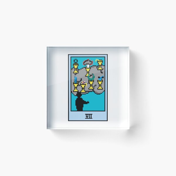 Item preview, Wait, is this pixel art tarot? White - Minor Arcana 'Seven of Cups' (Design for T-shirt, stickers and other accessories) designed and sold by Pixel Waite.