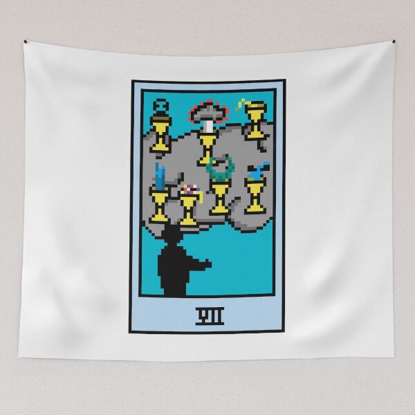 Item preview, Wait, is this pixel art tarot? White - Minor Arcana 'Seven of Cups' (Design for T-shirt, stickers and other accessories) designed and sold by Pixel Waite.