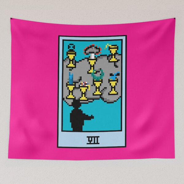 Item preview, Wait, is this pixel art tarot? Pink - Minor Arcana 'Seven of Cups' (Design for T-shirt, stickers and other accessories) designed and sold by Pixel Waite.