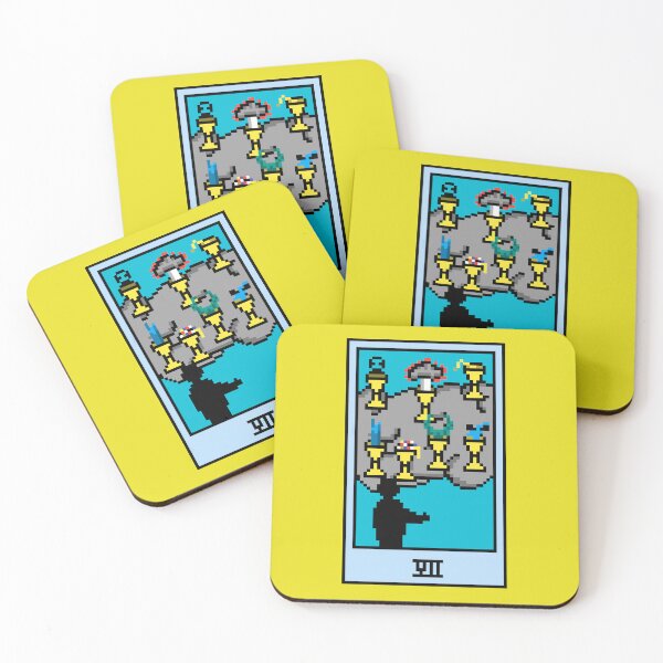 Item preview, Copy of Wait, is this pixel art tarot? Yellow - Minor Arcana 'Seven of Cups' (Design for T-shirt, stickers and other accessories) designed and sold by Pixel Waite.