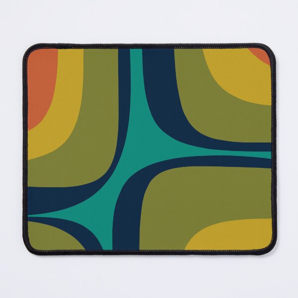 Item preview, Retro Groove Pattern in Midcentury Modern Teal Blue Olive Green Mustard Orange designed and sold by kierkegaard.