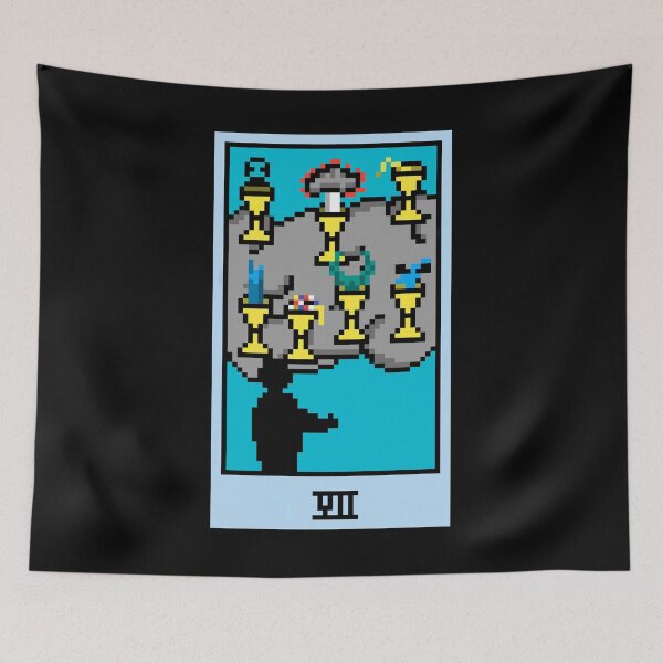 Item preview, Wait, is this pixel art tarot? Black - Minor Arcana 'Seven of Cups' (Design for T-shirt, stickers and other accessories) designed and sold by Pixel Waite.