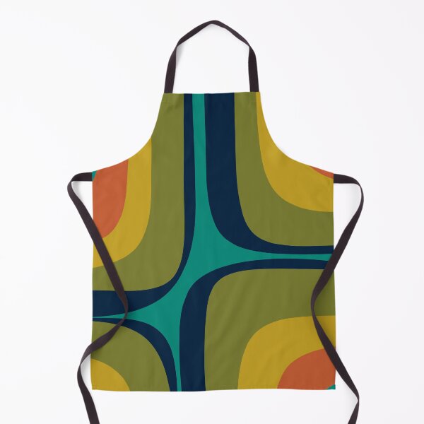 Item preview, Retro Groove Pattern in Midcentury Modern Teal Blue Olive Green Mustard Orange designed and sold by kierkegaard.