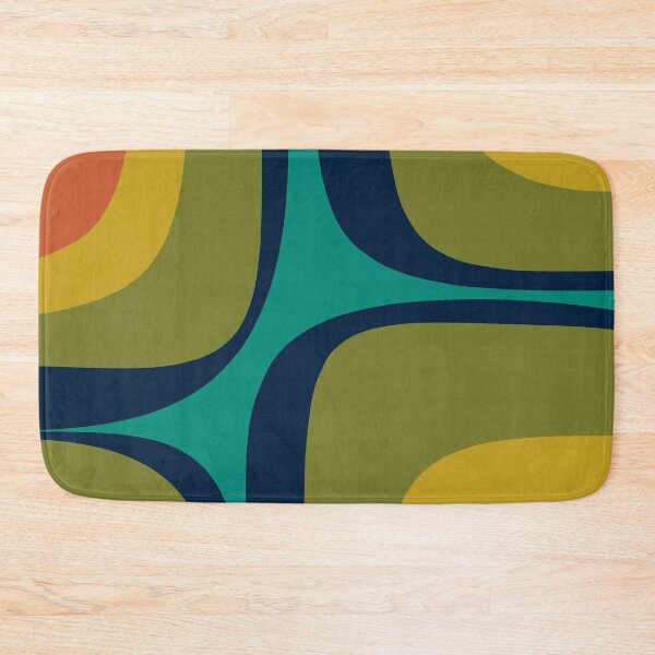 Item preview, Retro Groove Pattern in Midcentury Modern Teal Blue Olive Green Mustard Orange designed and sold by kierkegaard.
