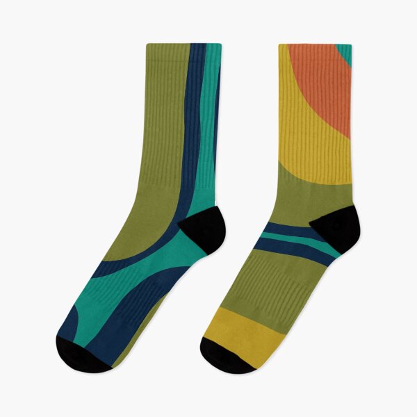 Item preview, Retro Groove Pattern in Midcentury Modern Teal Blue Olive Green Mustard Orange designed and sold by kierkegaard.