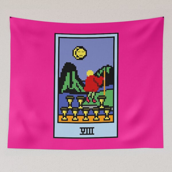 Item preview, Wait, is this pixel art tarot? Pink - Minor Arcana 'Eight of Cups' (Design for T-shirt, stickers and other accessories) designed and sold by Pixel Waite.