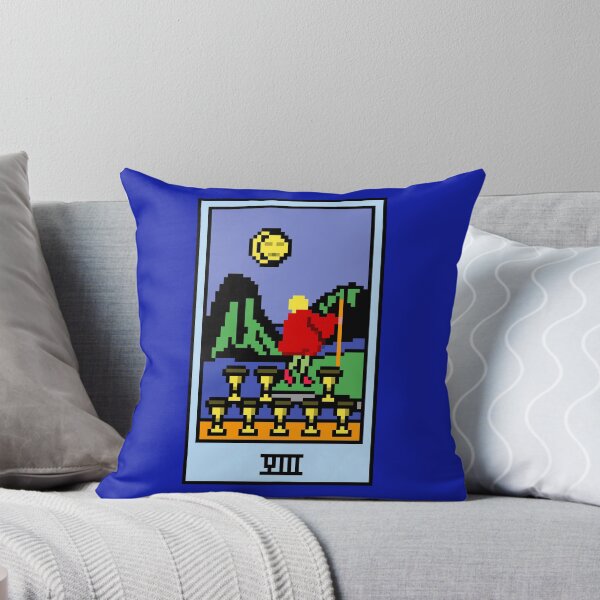 Item preview, Wait, is this pixel art tarot? Blue - Minor Arcana 'Eight of Cups' (Design for T-shirt, stickers and other accessories) designed and sold by Pixel Waite.