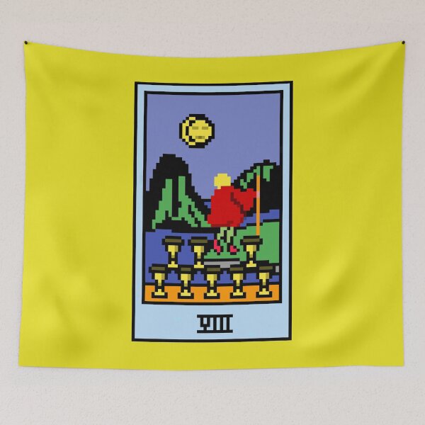 Item preview, Wait, is this pixel art tarot? Yellow - Minor Arcana 'Eight of Cups' (Design for T-shirt, stickers and other accessories) designed and sold by Pixel Waite.