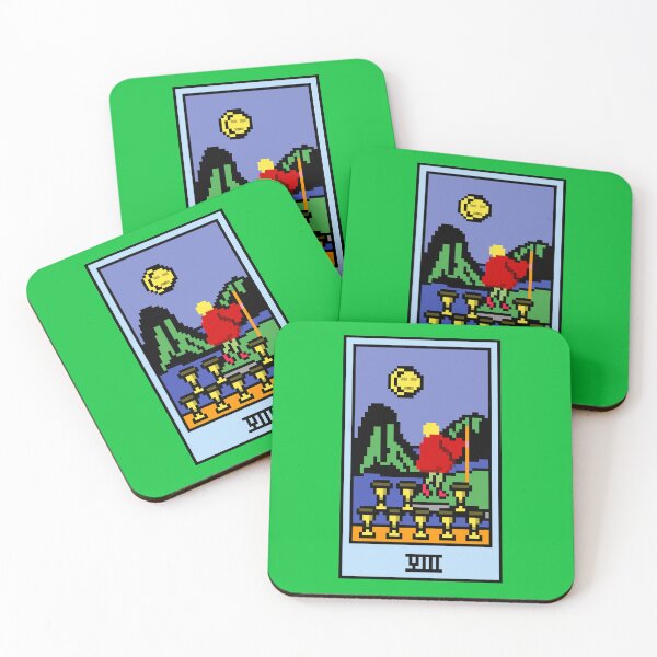 Item preview, Wait, is this pixel art tarot? Green - Minor Arcana 'Eight of Cups' (Design for T-shirt, stickers and other accessories) designed and sold by Pixel Waite.