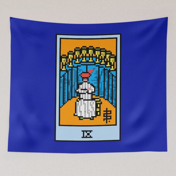Item preview, Wait, is this pixel art tarot? Blue - Minor Arcana 'Nine of Cups' (Design for T-shirt, stickers and other accessories) designed and sold by Pixel Waite.