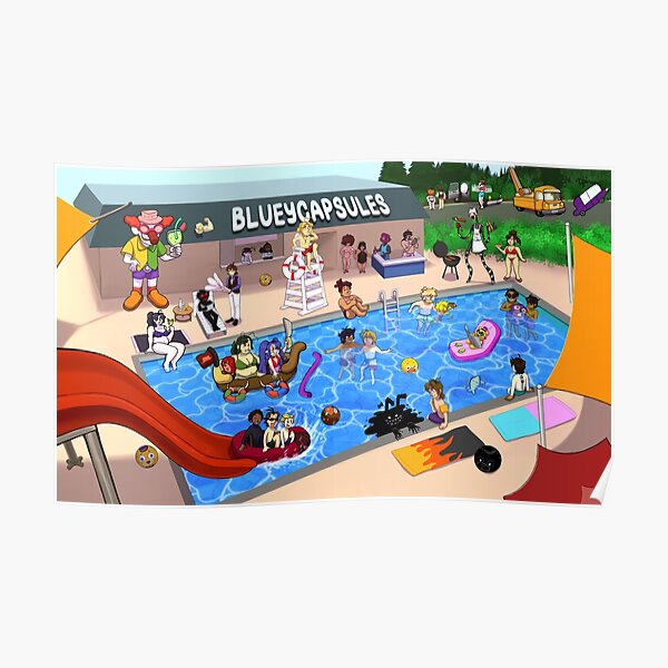 Swimming Pool Bluey Poster