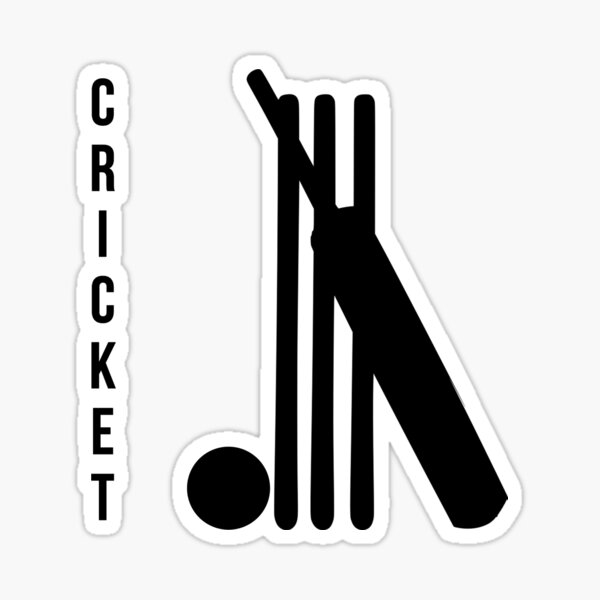 "Cricket Wicket, Ball and Bat Silhouette" Sticker by sandy3105 Redbubble