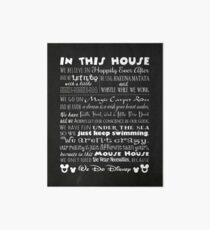 Mouse House Rules with Faux Chalkboard Background Art Board Print