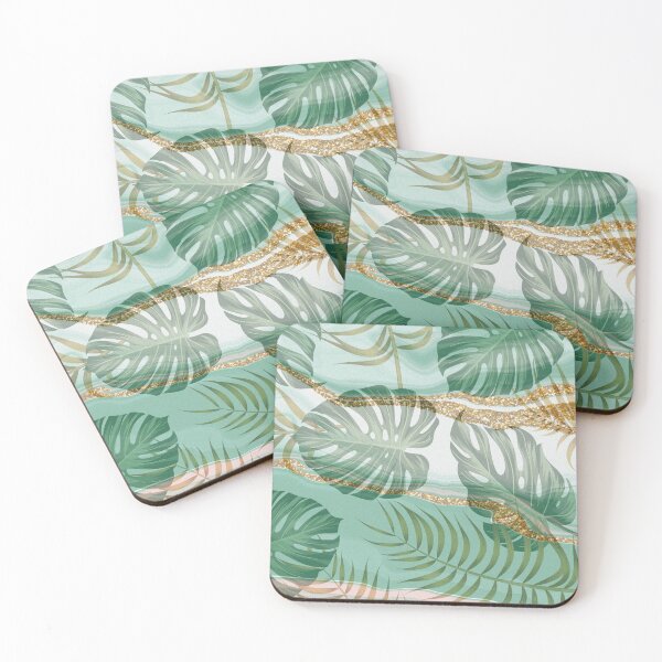 Item preview, gold and green leaf and marble pattern designed and sold by Beeroclock.