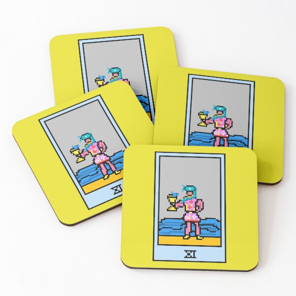 Item preview, Wait, is this pixel art tarot? Yellow - Minor Arcana 'Page of Cups' (Design for T-shirt, stickers and other accessories) designed and sold by Pixel Waite.