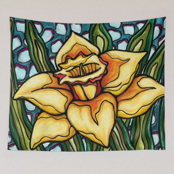 Item preview, Daffodil flower closeup, spring yellow single flower designed and sold by NadiaChevrel.