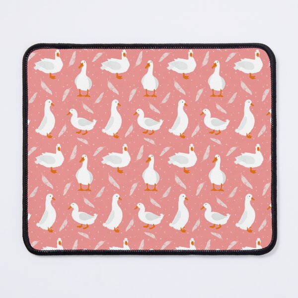 Item preview, White Pekin Ducks with feathers and dots repeat pattern designed and sold by NattyDesigns.