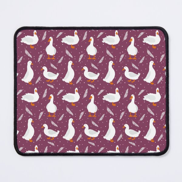 Item preview, White Pekin Ducks with feathers and dots repeat pattern designed and sold by NattyDesigns.