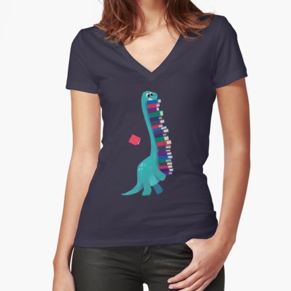 BOOK DINOSAURS 01 Fitted V-Neck T-Shirt