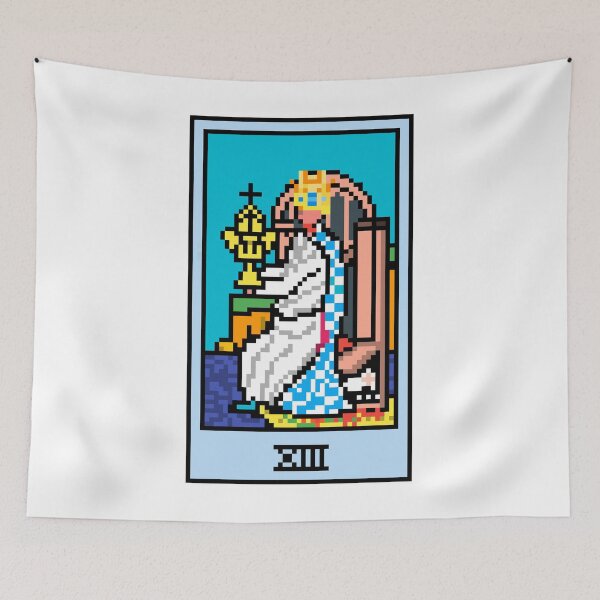 Item preview, Wait, is this pixel art tarot? White - Minor Arcana 'Queen of Cups' (Design for T-shirt, stickers and other accessories) designed and sold by Pixel Waite.