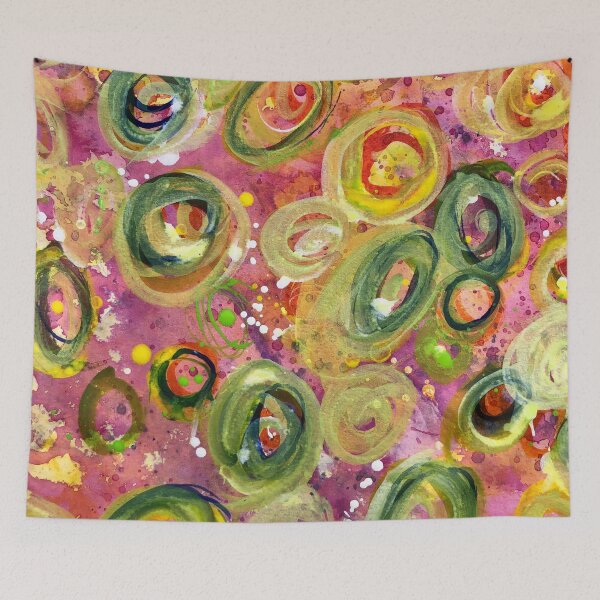 Item preview, Dancing Circles (Small). Vibrant Splattered Watercolours.  designed and sold by Angela Haig-Harrison.