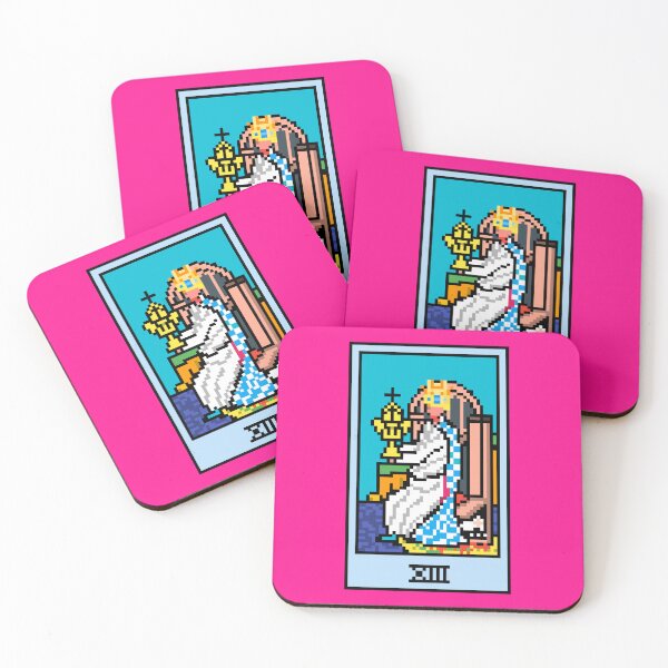 Item preview, Wait, is this pixel art tarot? Pink - Minor Arcana 'Queen of Cups' (Design for T-shirt, stickers and other accessories) designed and sold by Pixel Waite.