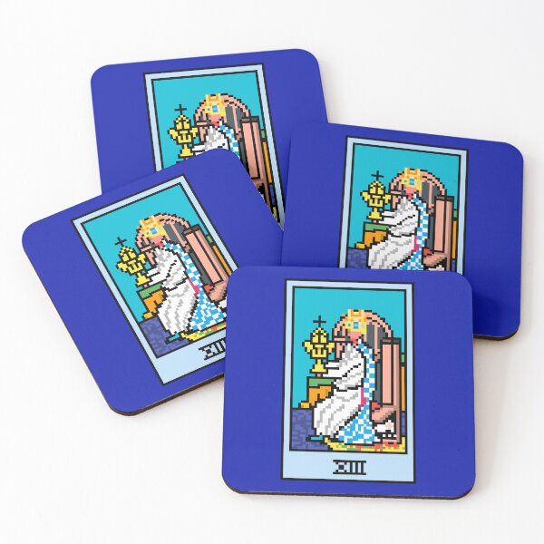 Item preview, Wait, is this pixel art tarot? Blue - Minor Arcana 'Queen of Cups' (Design for T-shirt, stickers and other accessories) designed and sold by Pixel Waite.