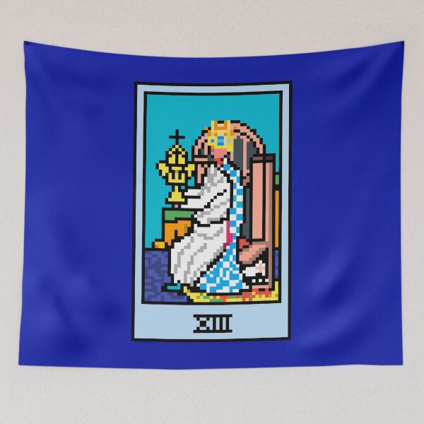 Item preview, Wait, is this pixel art tarot? Blue - Minor Arcana 'Queen of Cups' (Design for T-shirt, stickers and other accessories) designed and sold by Pixel Waite.