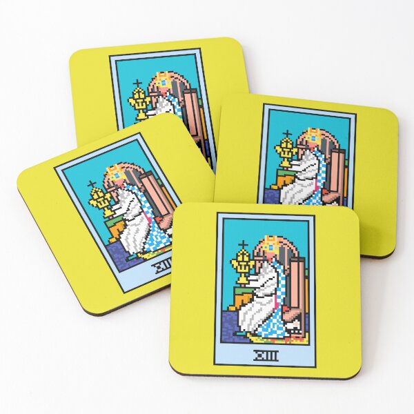Item preview, Wait, is this pixel art tarot? Yellow - Minor Arcana 'Queen of Cups' (Design for T-shirt, stickers and other accessories) designed and sold by Pixel Waite.