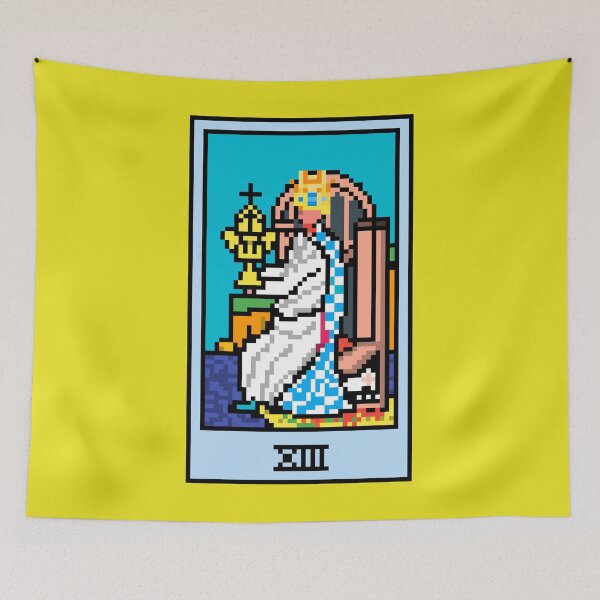 Item preview, Wait, is this pixel art tarot? Yellow - Minor Arcana 'Queen of Cups' (Design for T-shirt, stickers and other accessories) designed and sold by Pixel Waite.
