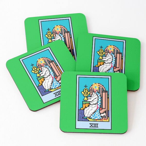 Item preview, Wait, is this pixel art tarot? Green - Minor Arcana 'Queen of Cups' (Design for T-shirt, stickers and other accessories) designed and sold by Pixel Waite.