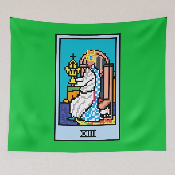 Item preview, Wait, is this pixel art tarot? Green - Minor Arcana 'Queen of Cups' (Design for T-shirt, stickers and other accessories) designed and sold by Pixel Waite.