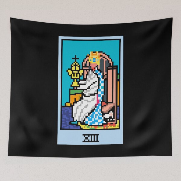 Item preview, Wait, is this pixel art tarot? Black - Minor Arcana 'Queen of Cups' (Design for T-shirt, stickers and other accessories) designed and sold by Pixel Waite.
