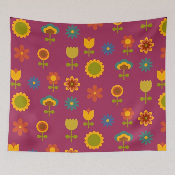 Item preview, Pastel Colored Floral Pattern / Vintage 60s and 70s Retro Flower Design For Flower Lovers & Nature Lovers  designed and sold by haRexia.