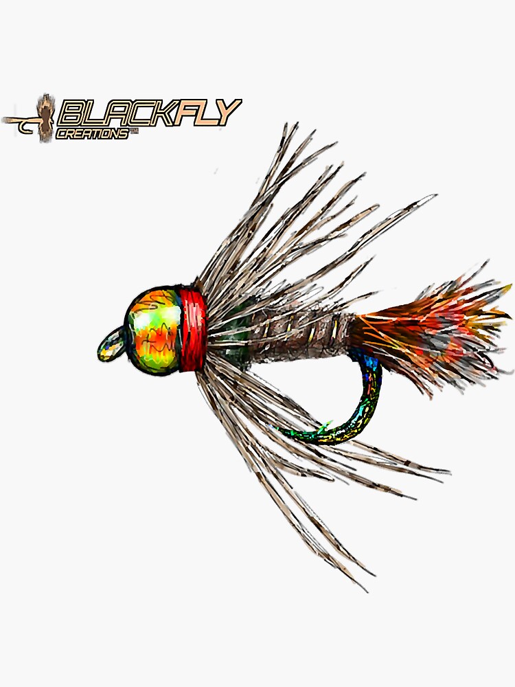 Fly Fishing Fly Tying Shirts Black Fly Hackle Caddis Nymph Sticker for  Sale by KimichoKoros