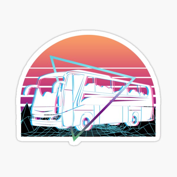 Bus Driver Bus Driving Vaporwave Aesthetic Retro Gift Sticker