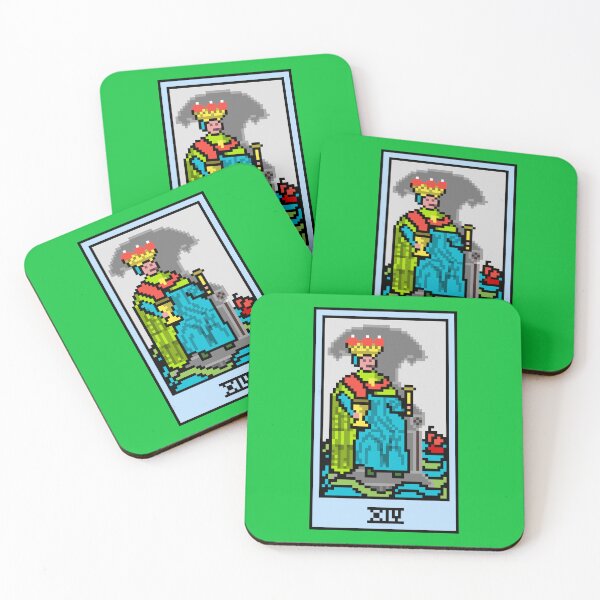 Item preview, Wait, is this pixel art tarot? Green - Minor Arcana 'King of Cups' (Design for T-shirt, stickers and other accessories) designed and sold by Pixel Waite.