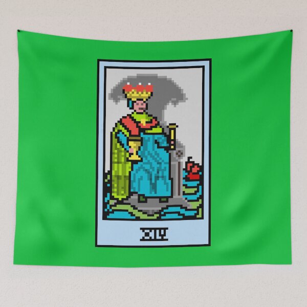 Item preview, Wait, is this pixel art tarot? Green - Minor Arcana 'King of Cups' (Design for T-shirt, stickers and other accessories) designed and sold by Pixel Waite.