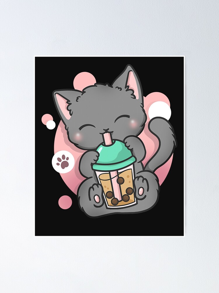 Cat Boba Tea Bubble Tea Anime Kawaii Neko Poster For Sale By