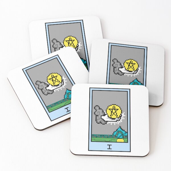 Item preview, Wait, is this pixel art tarot? White - Minor Arcana 'Ace of Pentacles' (Design for T-shirt, stickers and other accessories) designed and sold by Pixel Waite.