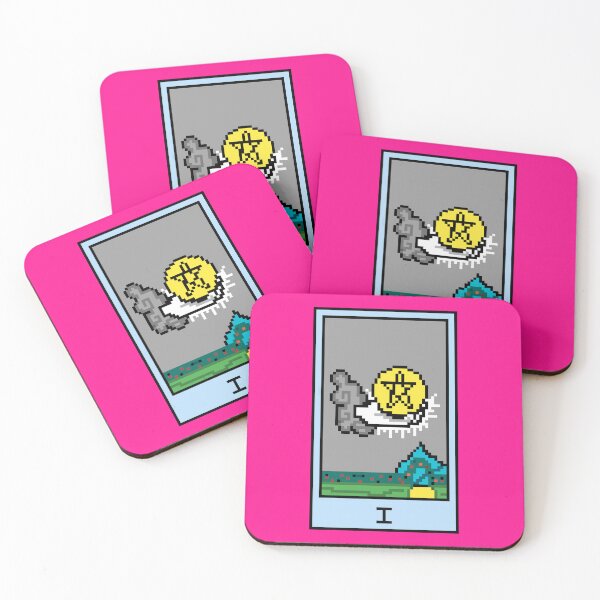 Item preview, Wait, is this pixel art tarot? Pink - Minor Arcana 'Ace of Pentacles' (Design for T-shirt, stickers and other accessories) designed and sold by Pixel Waite.