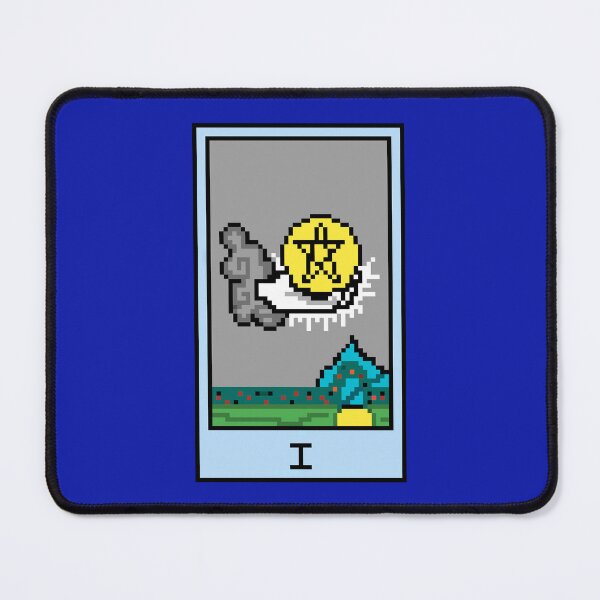 Item preview, Wait, is this pixel art tarot? Blue - Minor Arcana 'Ace of Pentacles' (Design for T-shirt, stickers and other accessories) designed and sold by Pixel Waite.