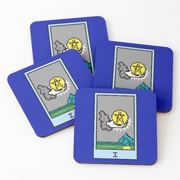 Item preview, Wait, is this pixel art tarot? Blue - Minor Arcana 'Ace of Pentacles' (Design for T-shirt, stickers and other accessories) designed and sold by Pixel Waite.