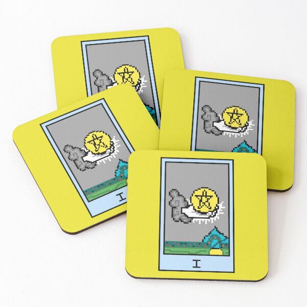 Item preview, Wait, is this pixel art tarot? Yellow - Minor Arcana 'Ace of Pentacles' (Design for T-shirt, stickers and other accessories) designed and sold by Pixel Waite.