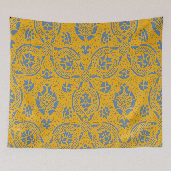 Item preview, Vintage Ornament Pattern - Mustard Yellow and Blue designed and sold by LamaraK.