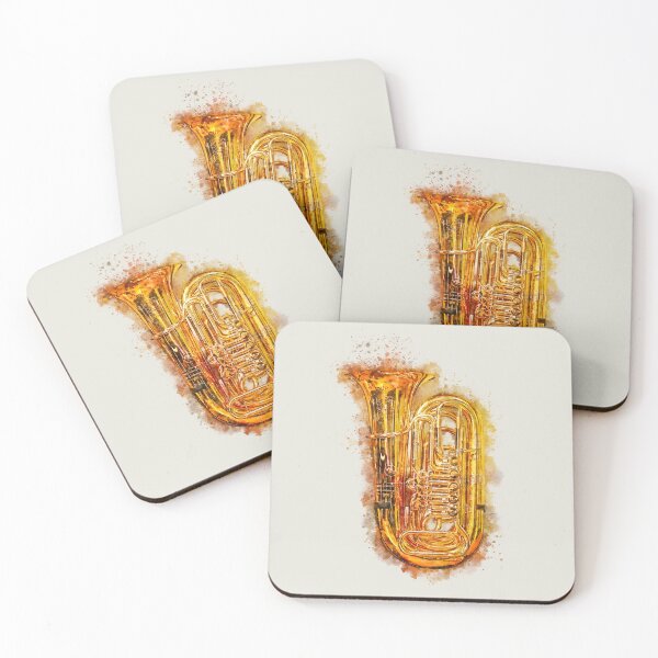 Item preview, Tuba Shiny Golden Brass Musical Instrument Colorful Watercolor designed and sold by Andreea Eva Herczegh.
